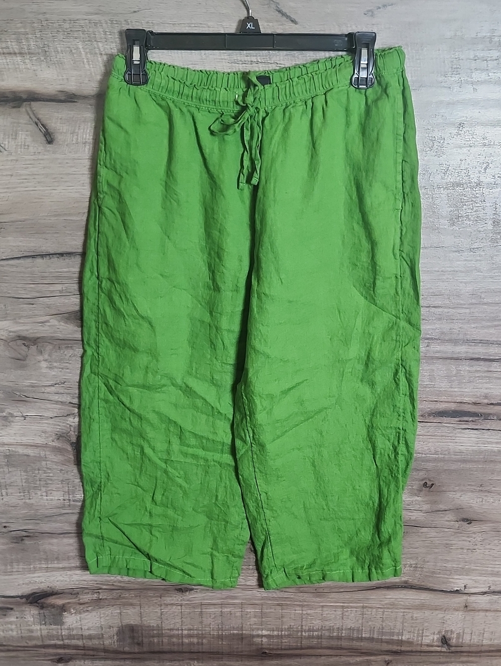 J. Crew Cropped Linen Pants In Green Petite Length
